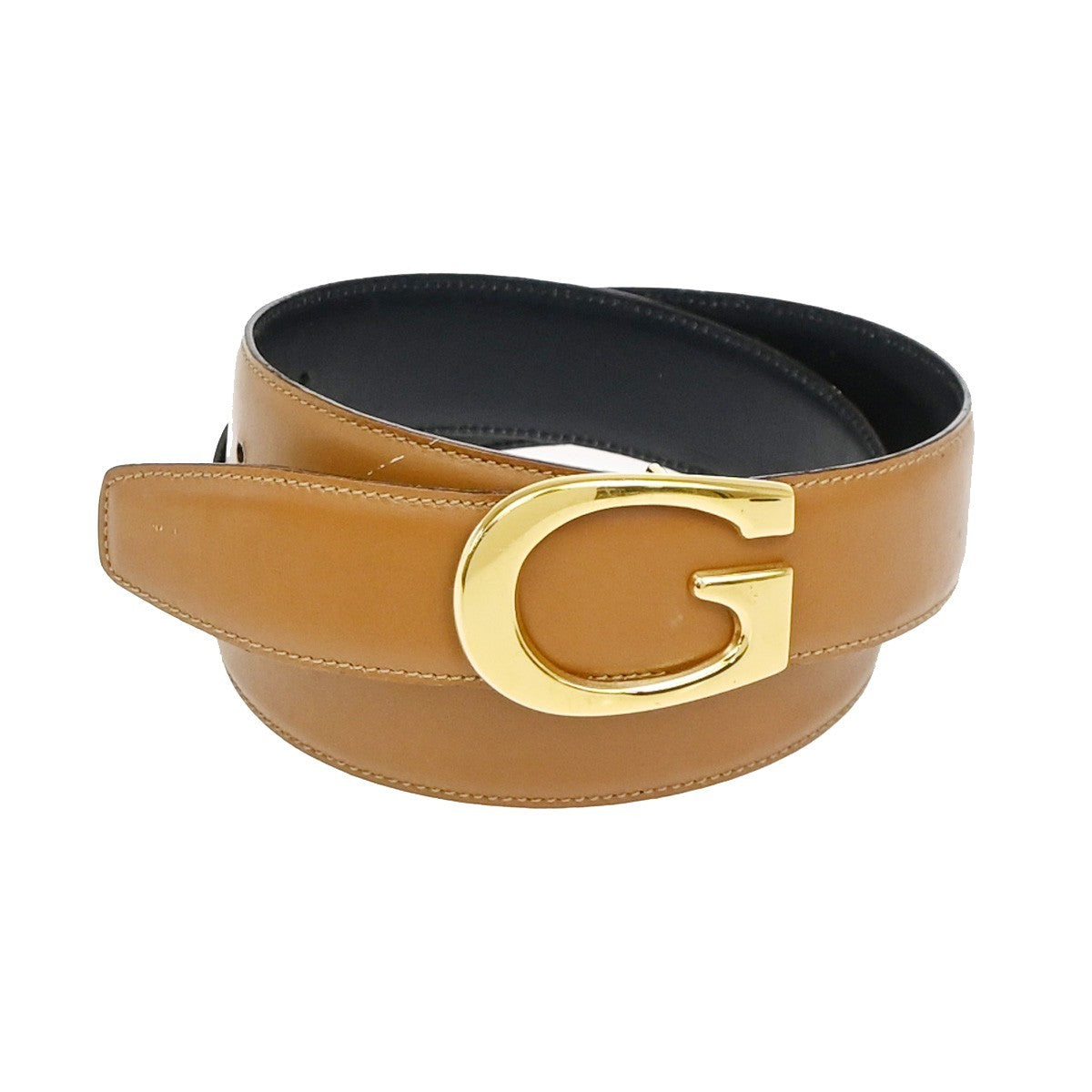 GUCCI G Logo Belt 70/28 Leather Brown Blue GHW Italy 66KC646