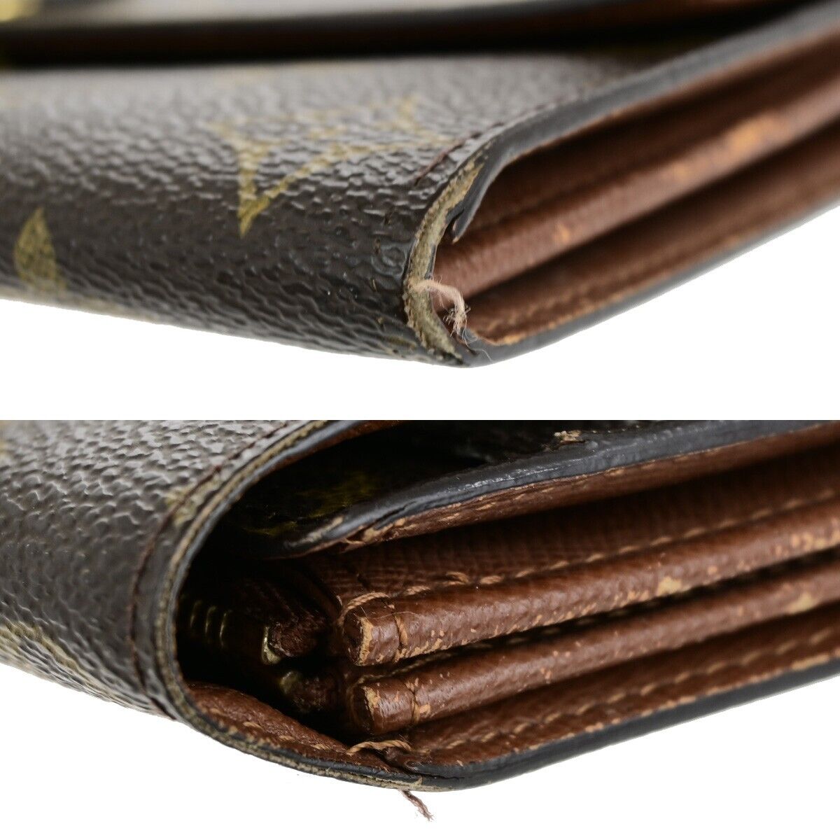 LOUIS VUITTON 4 Set Long Bifold Wallet Purse Monogram Leather Brown 36YF005