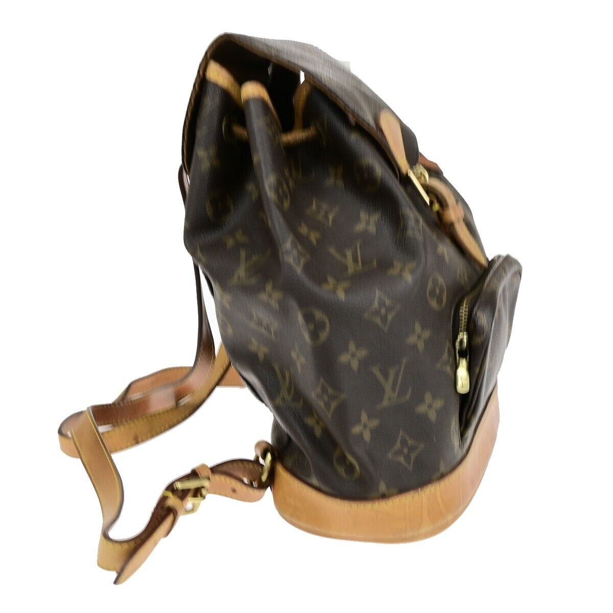 LOUIS VUITTON Montsouris MM Backpack Bag Monogram Leather Brown M51136 74EB830