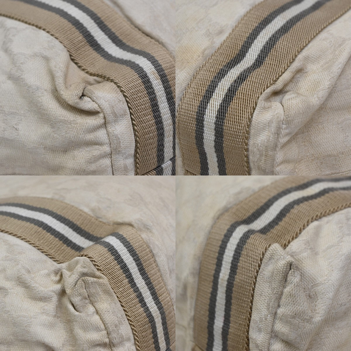 GUCCI Logo GG Pattern Shoulder Bag Canvas Leather Beige Italy 63EG210