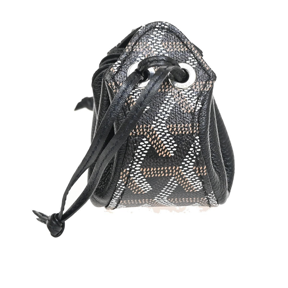 GOYARD Logo Bourse Drawstring Coin Case Pouch PVC Leather Black 84RL208