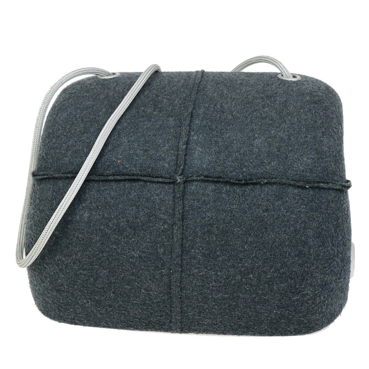 CHANEL CC Hip Bag Shoulder Bag Wool Gray Silver France 73SJ016
