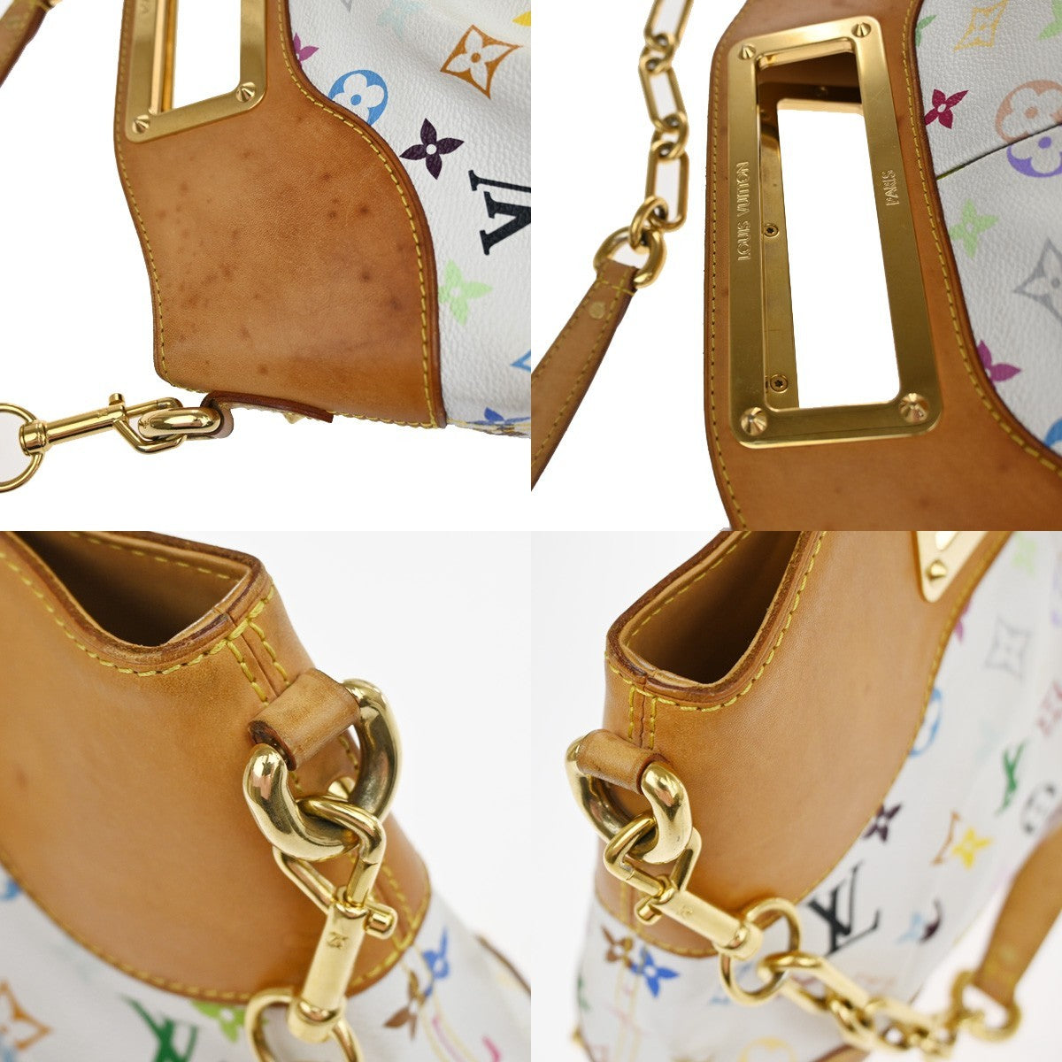 LOUIS VUITTON Judy MM 2Way Chain Hand Bag Monogram Multi White M40255 41YJ108