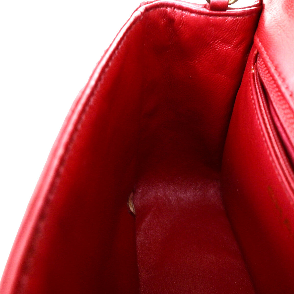 CHANEL CC Cross Stitch 2Way Chain Shoulder Hand Bag Leather Red GHW 805RJ983