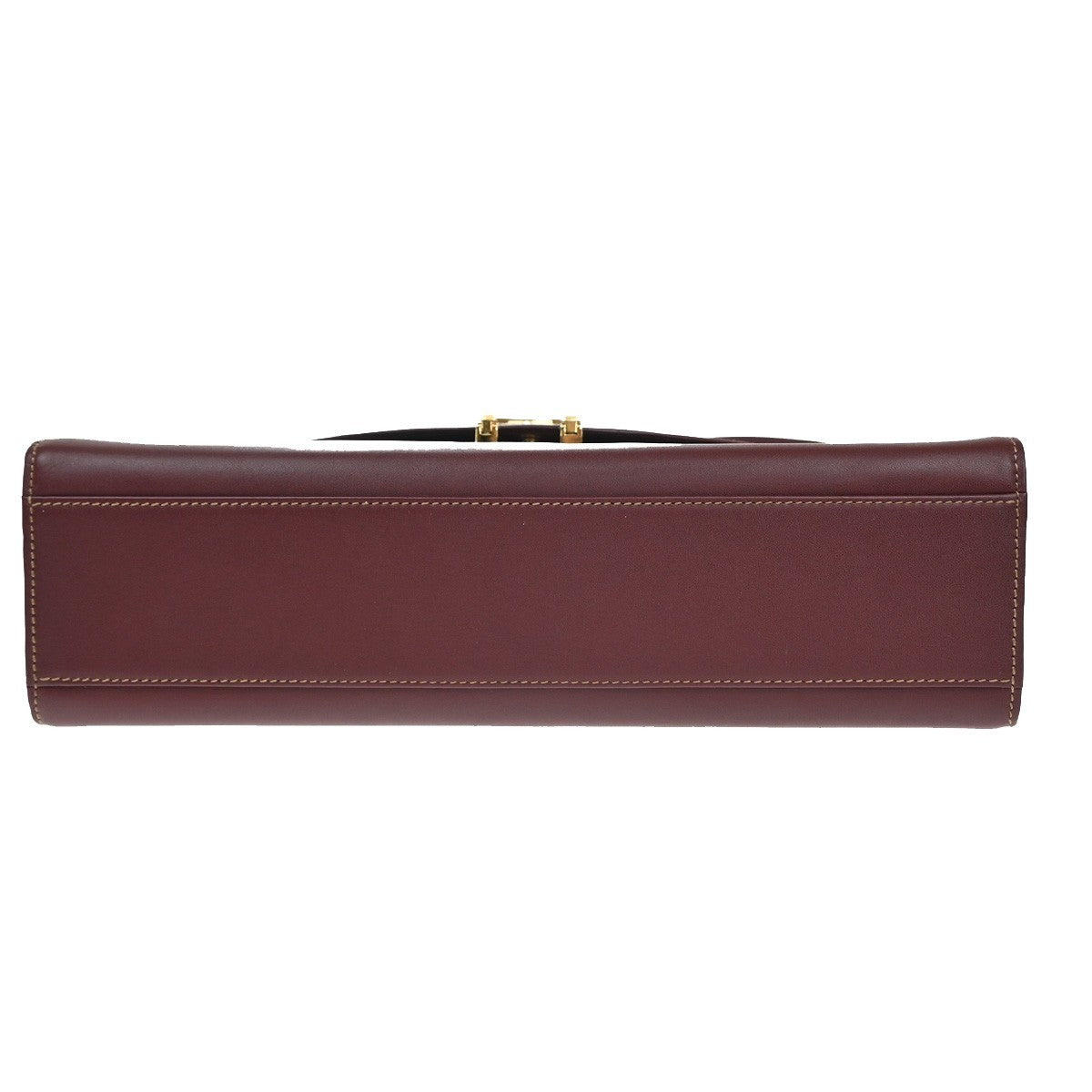 MUST DE CARTIER 2C Logo Hand Bag Leather Red Gold-Plated Italy 38KP142
