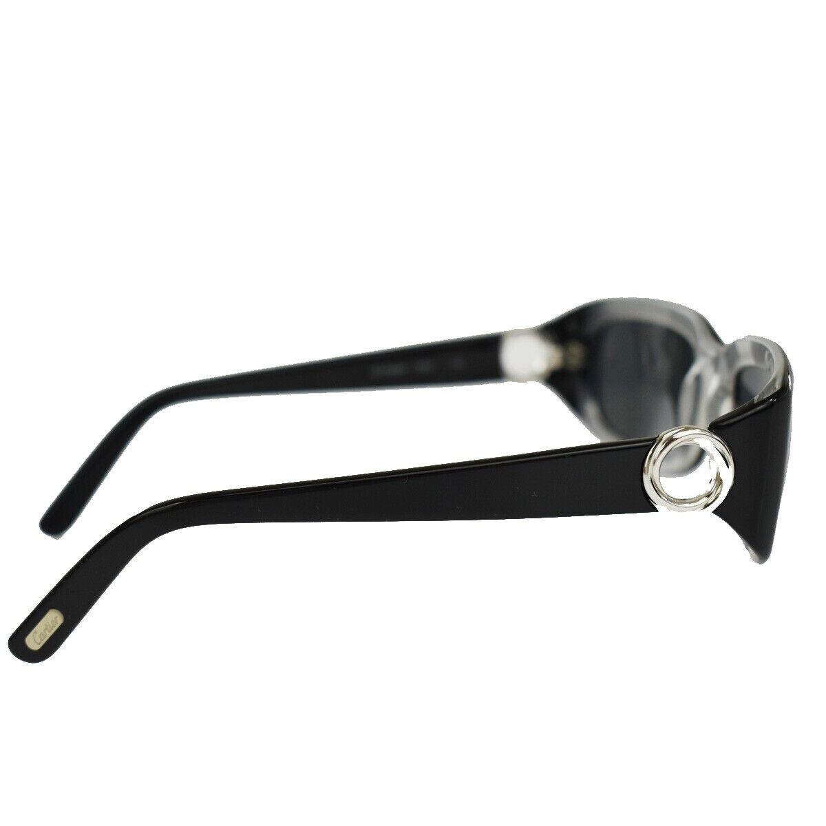 CARTIER Logo Sunglasses Eye Wear Metal Plastic Black Silver 09YD473
