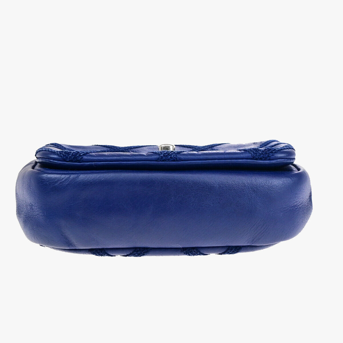 CHANEL CC Logo Mini Matelasse Chain Shoulder Bag Leather Blue SHW Italy 397RK203