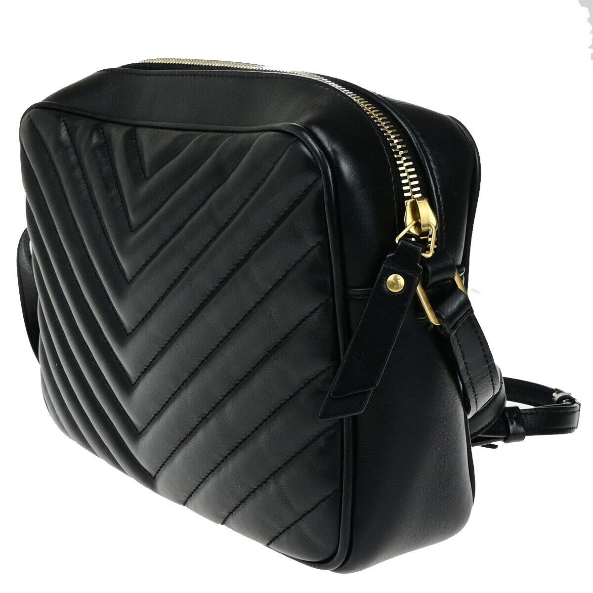 SAINT LAURENT YSL Logo Lou Tassel Shoulder Bag Leather Black GHW Italy 638RK536