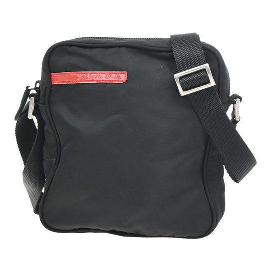 31.Live PRADA  Sport Line Shoulder Crossbody Bag Nylon Leather Canvas BK 07KD090