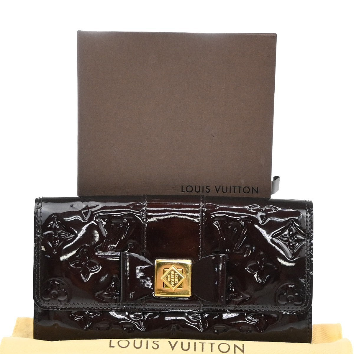 LOUIS VUITTON Bow Long Wallet Monogram Vernis Leather Purple M91498 69KP153