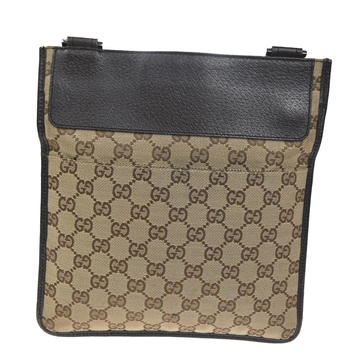 GUCCI Logo GG Pattern Crossbody shoulder Bag Canvas Leather Brown SHW 65TA591