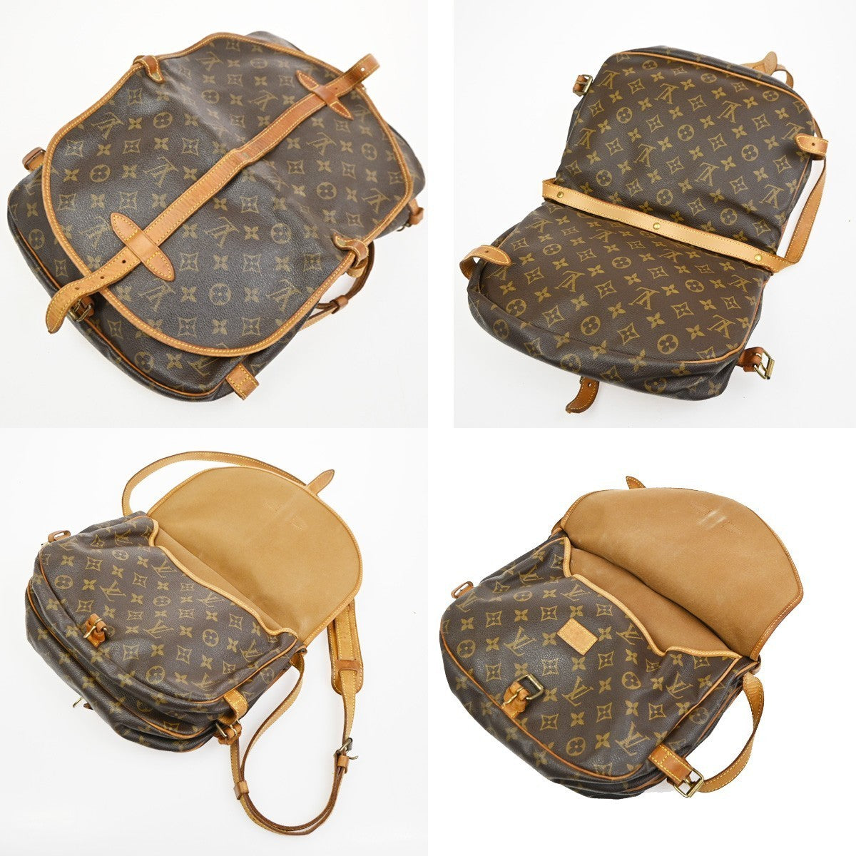 LOUIS VUITTON Logo Saumur 30 Shoulder Bag Monogram Leather Brown M42256 34CA957
