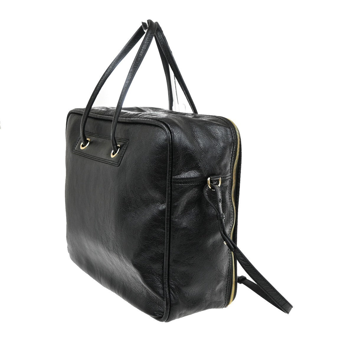 BALENCIAGA Blanket Square Medium 2Way Shoulder Hand Bag Leather Black 79RF362