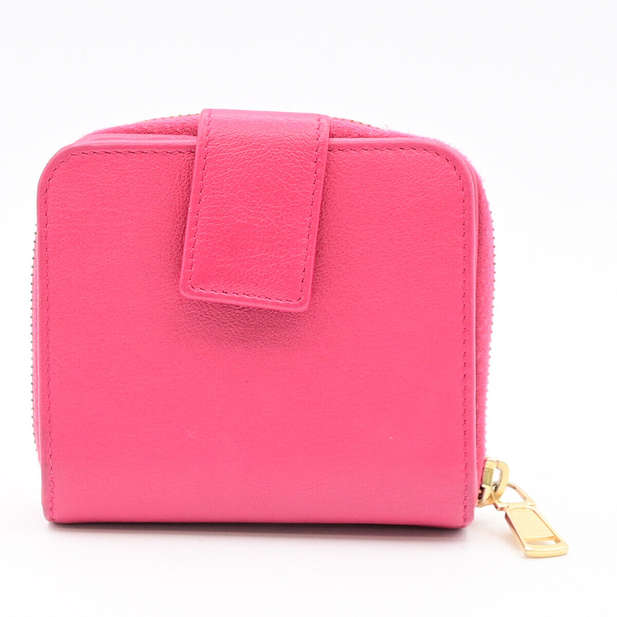 YVES SAINT LAURENT YSL Logo Bifold Wallet Purse Leather Pink GHW 04YE803