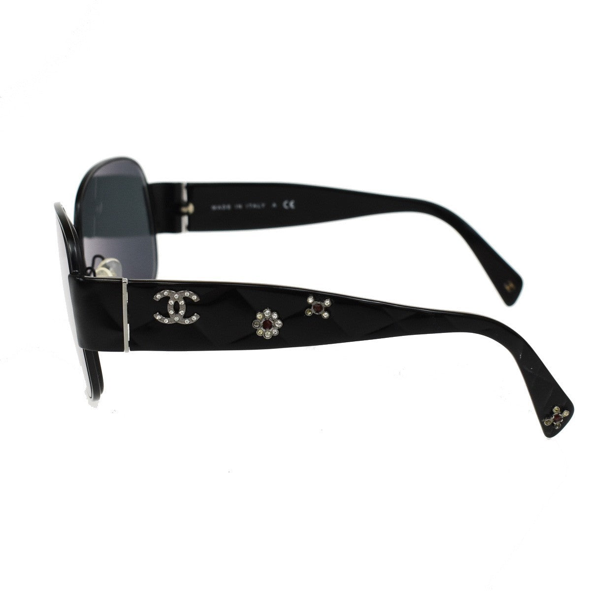 CHANEL CC Logo Sunglasses Eye Wear Rhinestone Plastic Black 4174-B 05RL311