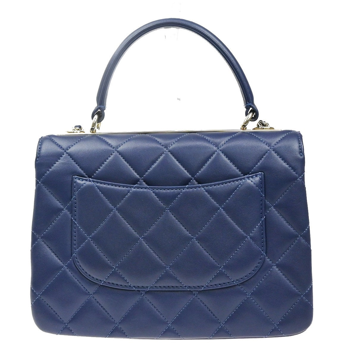 CHANEL Trendy CC Top Handle Chain Shoulder Hand Bag Leather Blue GHW 770RL385