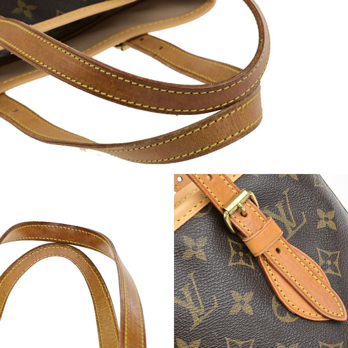 LOUIS VUITTON BUCKET PM Shoulder Tote Bag Monogram Leather Brown M42238 70ED233