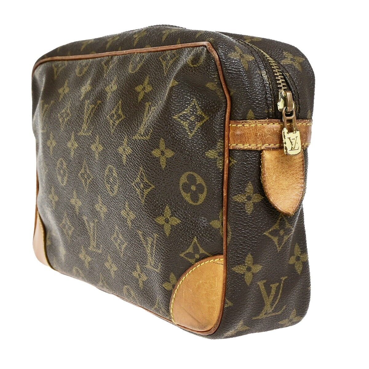 LOUIS VUITTON Compiegne 28 Clutch Bag Monogram Leather Brown GHW M51845 68FB193
