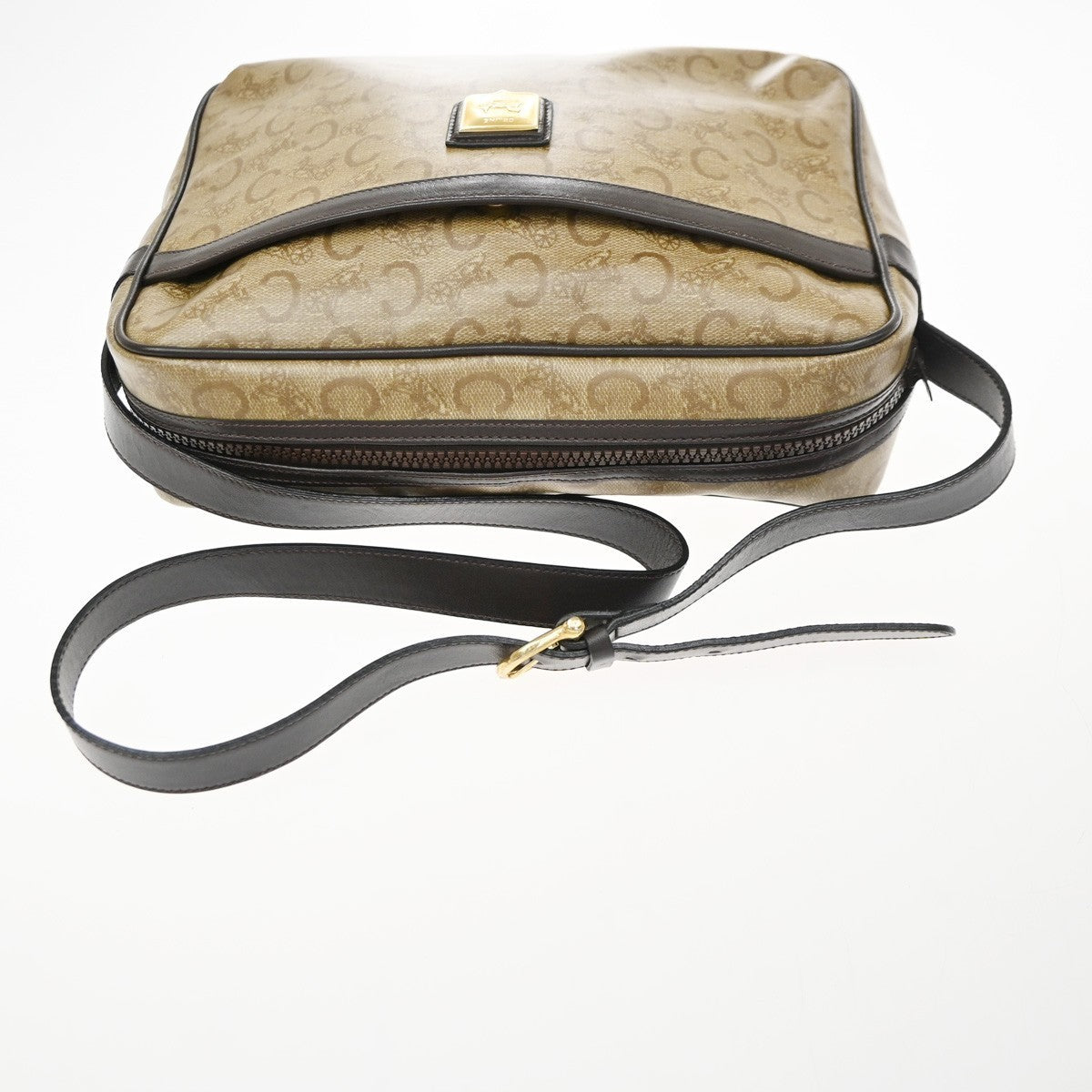 CELINE C Macadam Horse Carriage Shoulder Bag PVC Leather GHW Brown Italy 30KD149