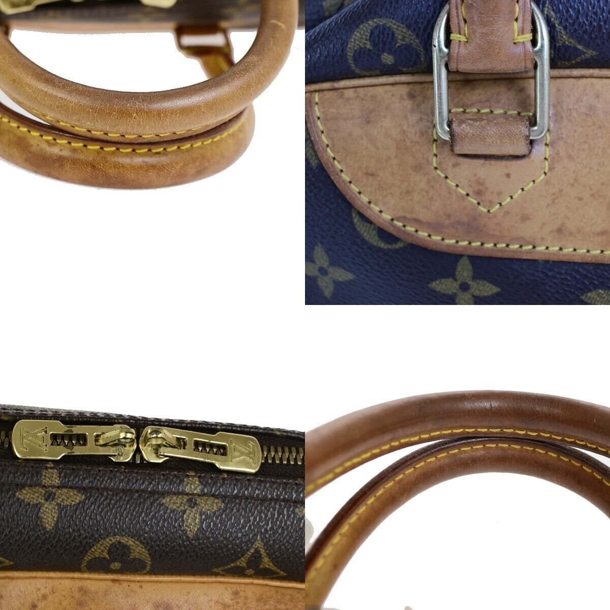 LOUIS VUITTON LV Logo Deauville Hand Bag Monogram Leather Brown M47270 34FB199