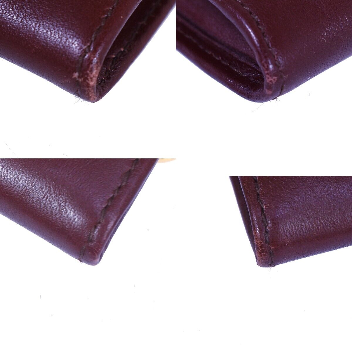 MUST DE CARTIER 2C Logo Wallet Clutch Hand Bag Leather Bordeaux Gold 09EA018