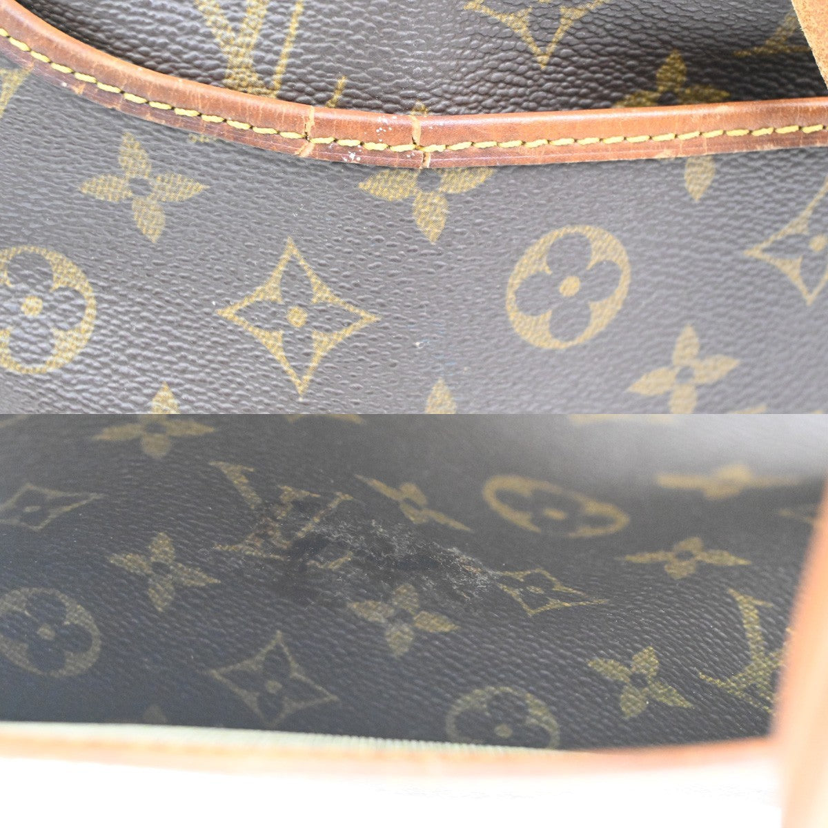 LOUIS VUITTON LV Logo Deauville Hand Bag Monogram Leather Brown M47270 62CA790