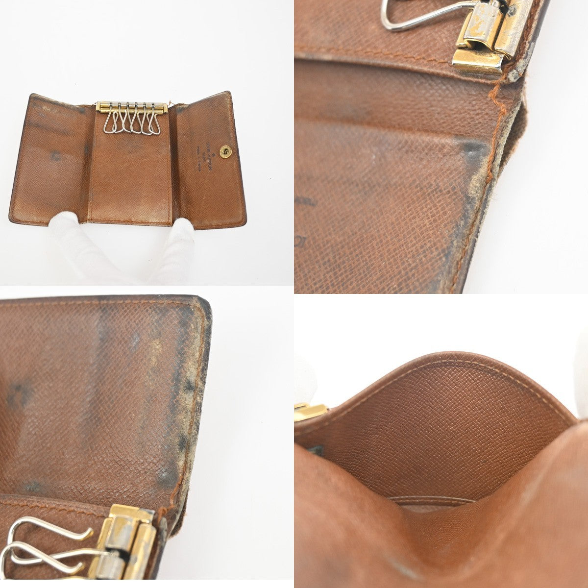 LOUIS VUITTON LV Logo 3 Set Long Wallet Key Case Monogram Leather Brown 02KC769
