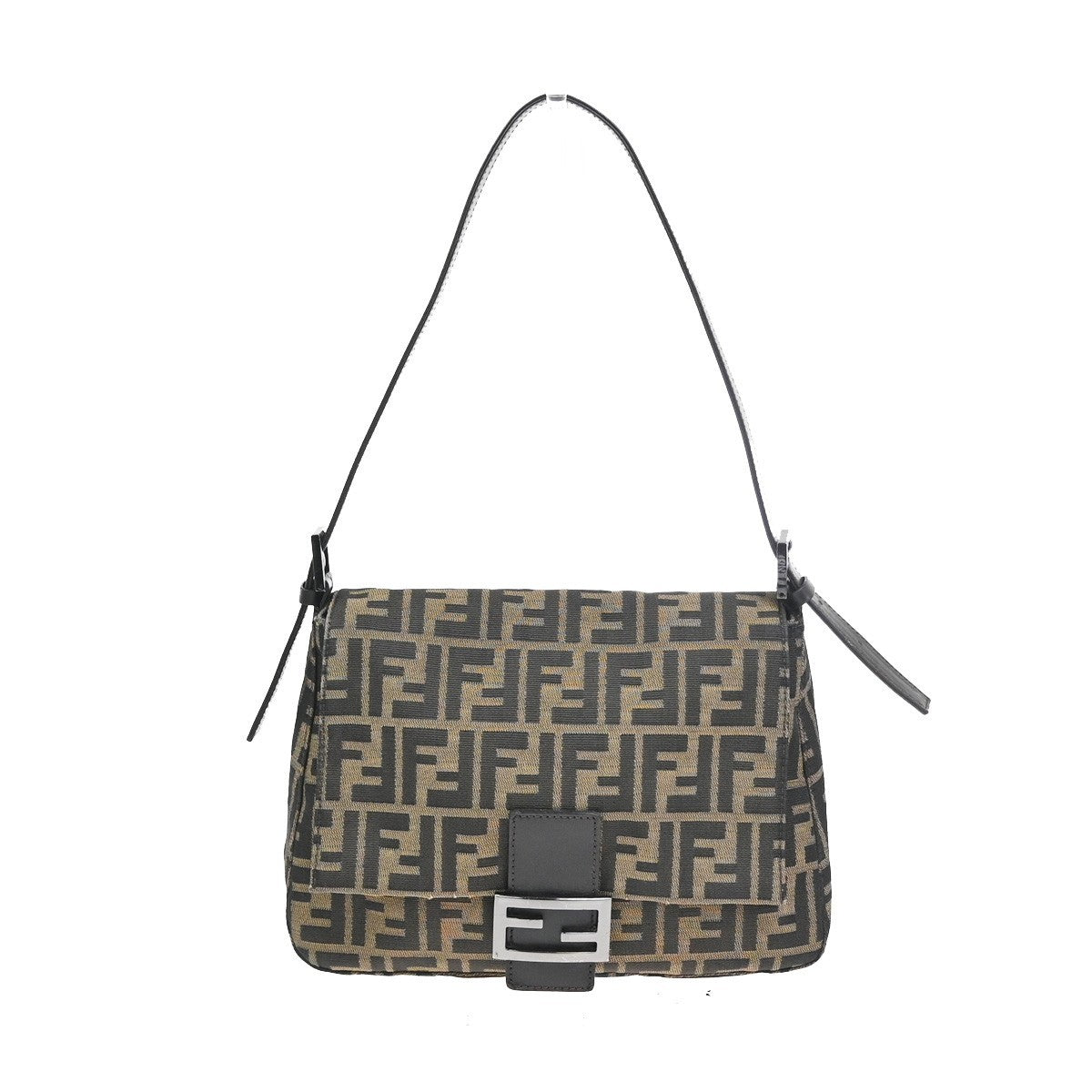 FENDI Zucca Mamma Baguette Shoulder Bag Canvas Leather Brown SHW Italy 95RL921