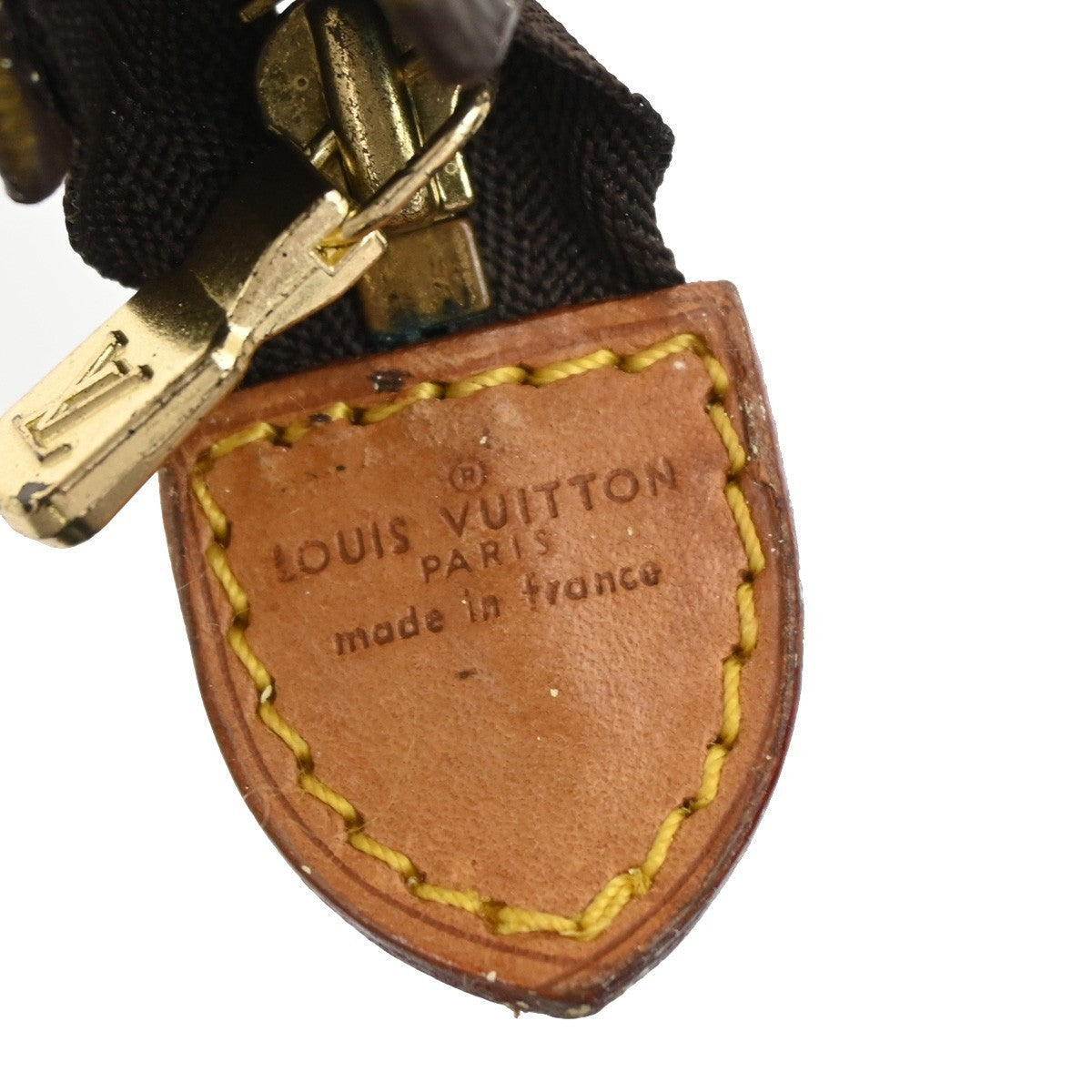 LOUIS VUITTON Logo BUCKET PM Pouch Bag Monogram Leather Brown France 04KB551