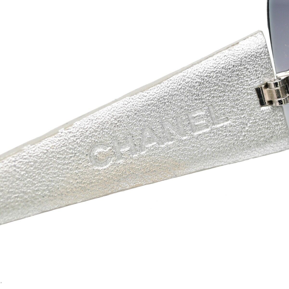 CHANEL CC Logo Matelasse Sunglasses Eye Wear 4157-Q Leather Silver 66YE628