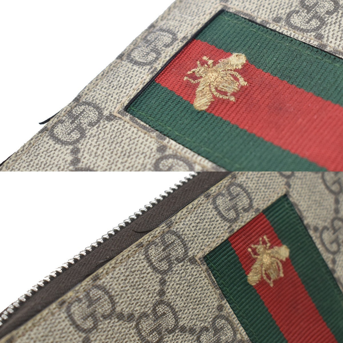 GUCCI Sherry GG Pattern Long Zipper Around Wallet Supreme Leather Brown 65KB316