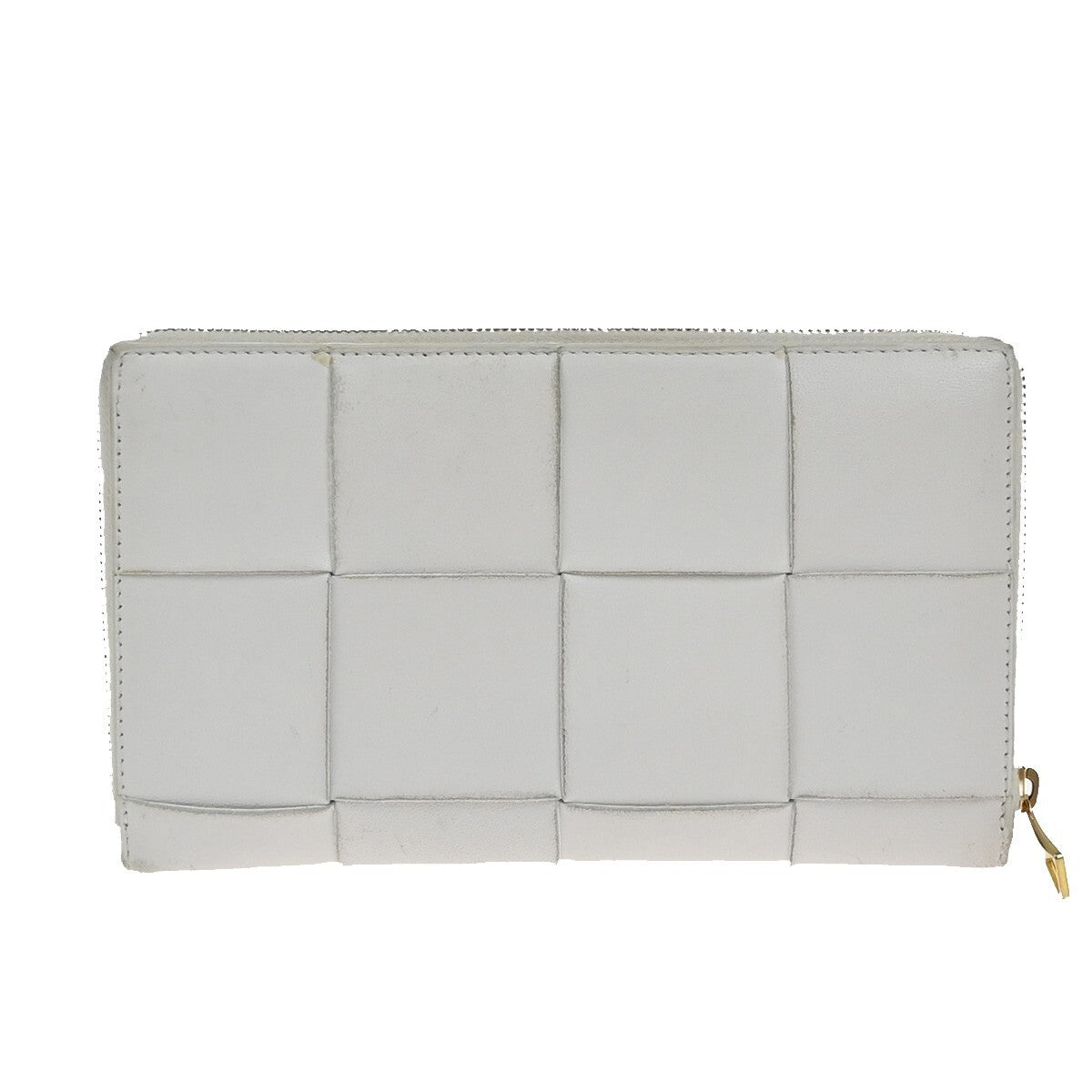 BOTTEGA VENETA Cassette Intrecciato long Wallet Purse Leather White 64EE516