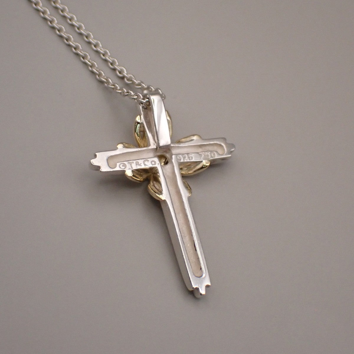 Tiffany & Co. Signature Cross Chain Necklace Pendant Silver 925/Gold 750 83RL378