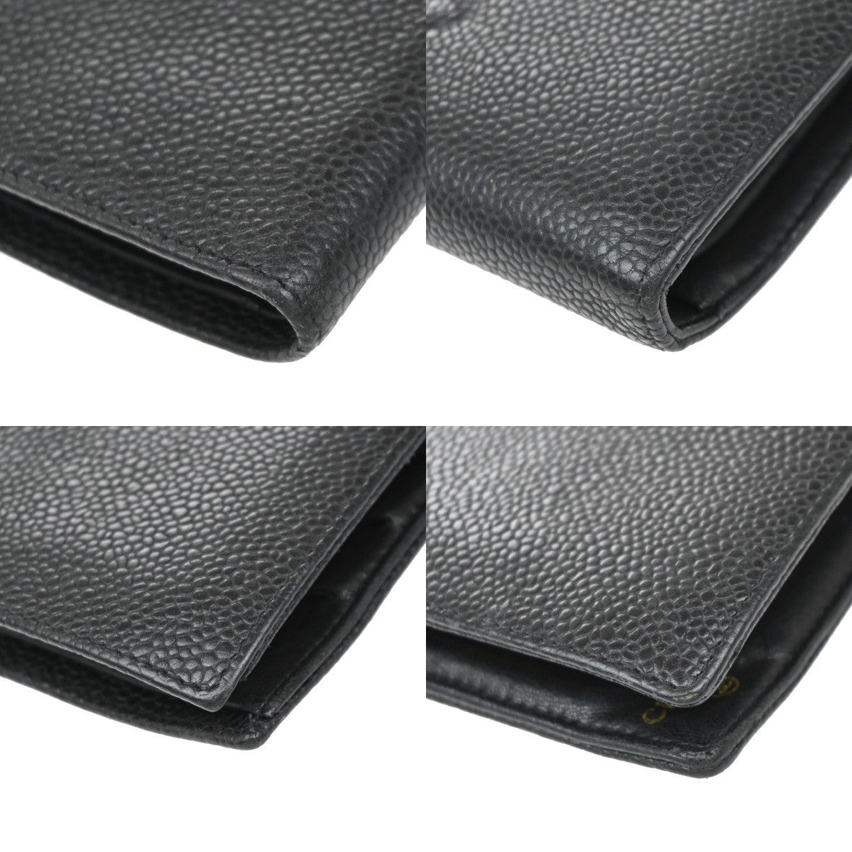 CHANEL CC Logo Long Bifold Wallet Grained Calfskin Leather Black France 79RF777