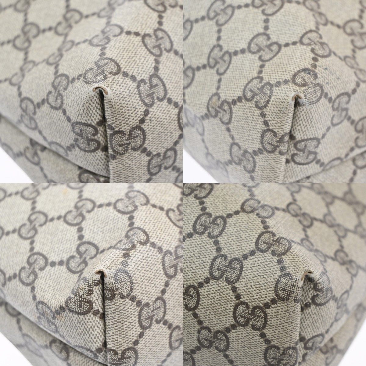GUCCI Logo GG Sherry Line Shoulder Tote Hand Bag PVC Leather Beige Italy 61MA457