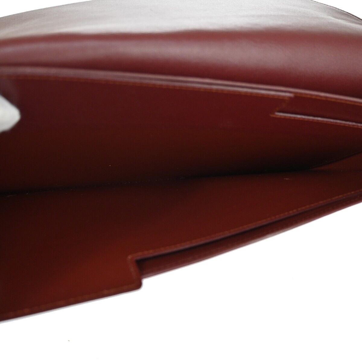 MUST DE CARTIER 2C Logo Wallet Clutch Hand Bag Leather Bordeaux Gold 07EA095