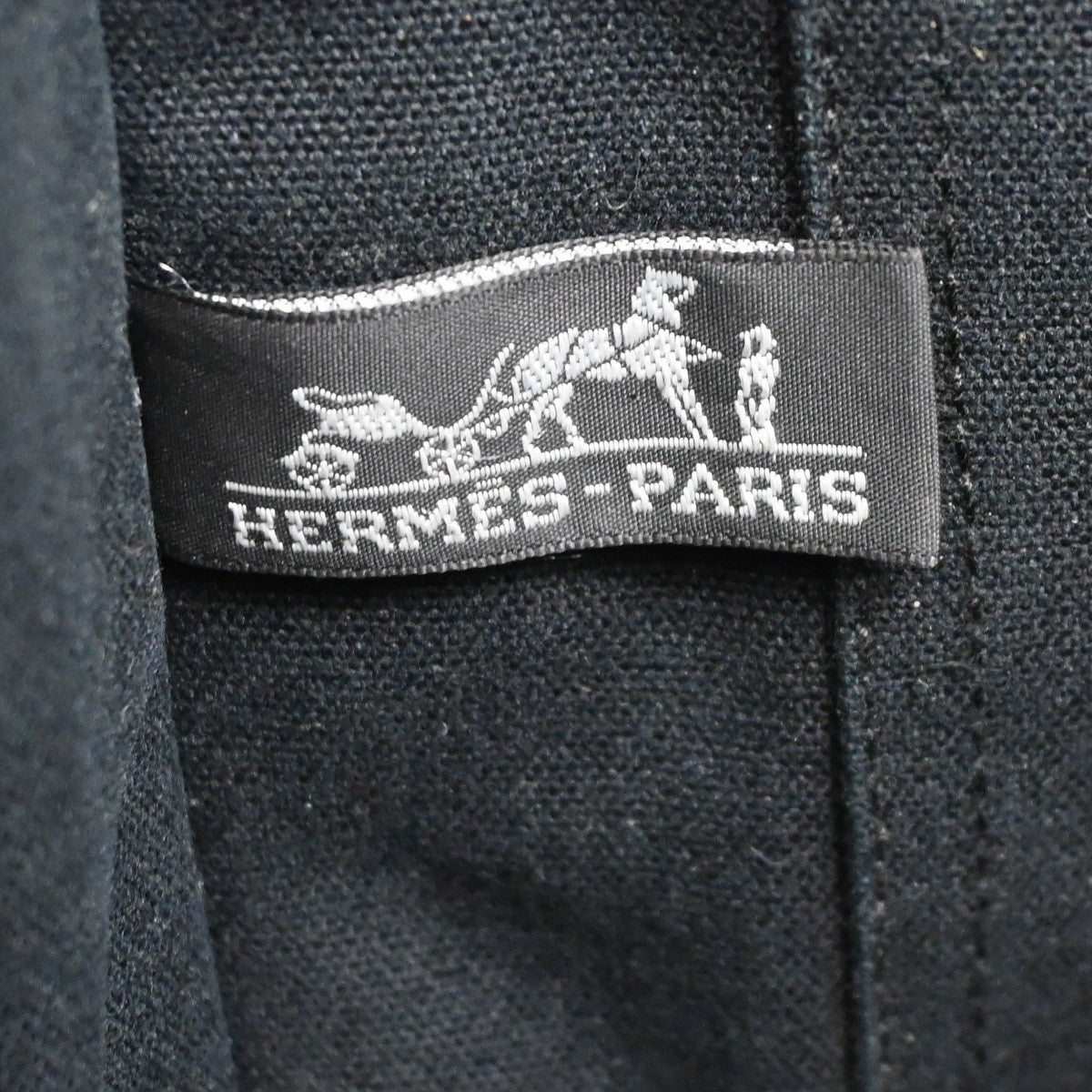 HERMES Logo Fourre Tout MM Hand Tote Bag Cotton Black SHW France 07KD184