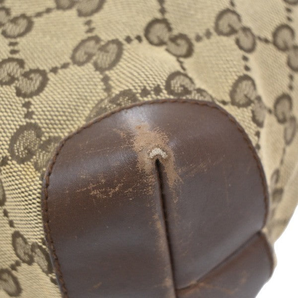 GUCCI Logo GG Pattern 2set Hand Bag Canvas Leather Brown Black 67EG129
