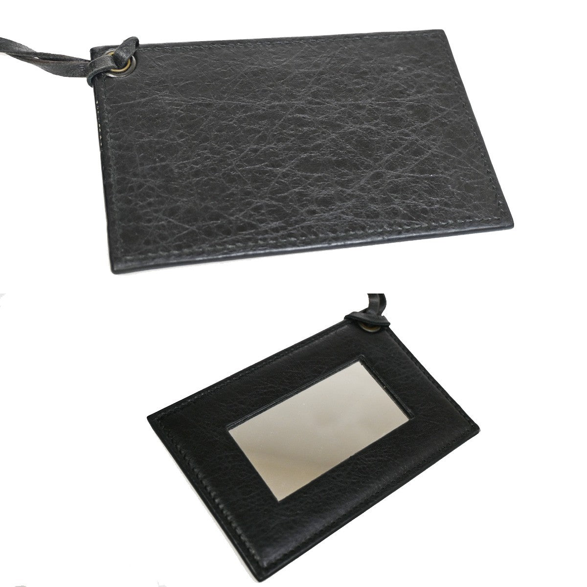 BALENCIAGA Logo The Sunday Shoulder Tote Hand Bag Leather Black Mirror 70YH628