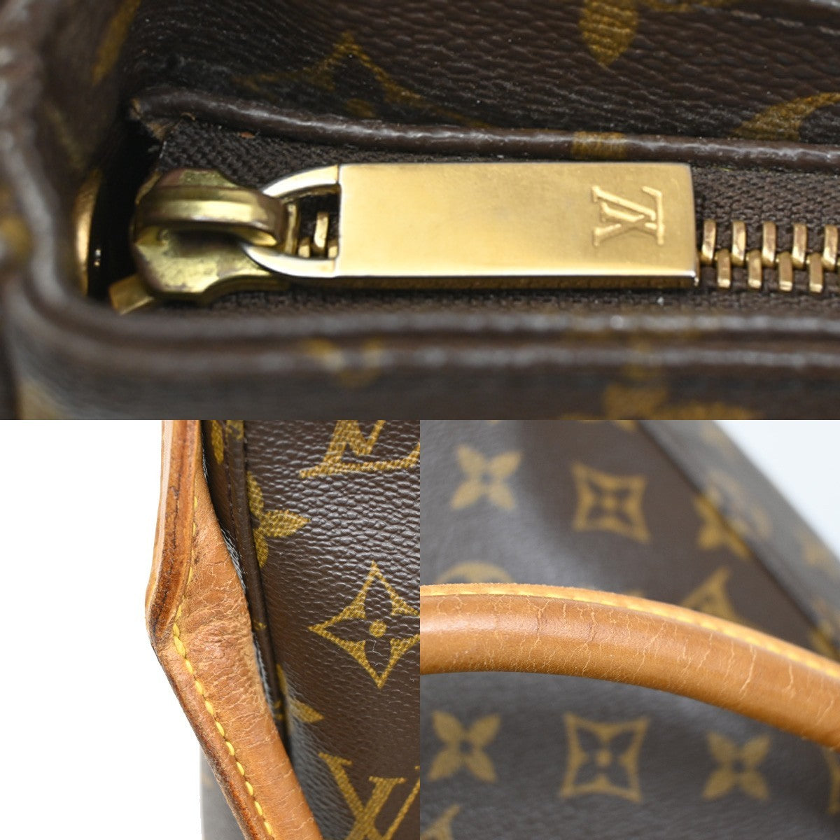 LOUIS VUITTON Logo Looping GM Shoulder Bag Monogram Leather Brown M51145 86ZA095