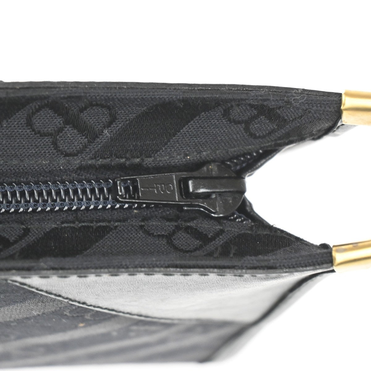 BALENCIAGA BB Logo Clutch Hand Bag Canvas Leather Black Gold Italy 07TA425