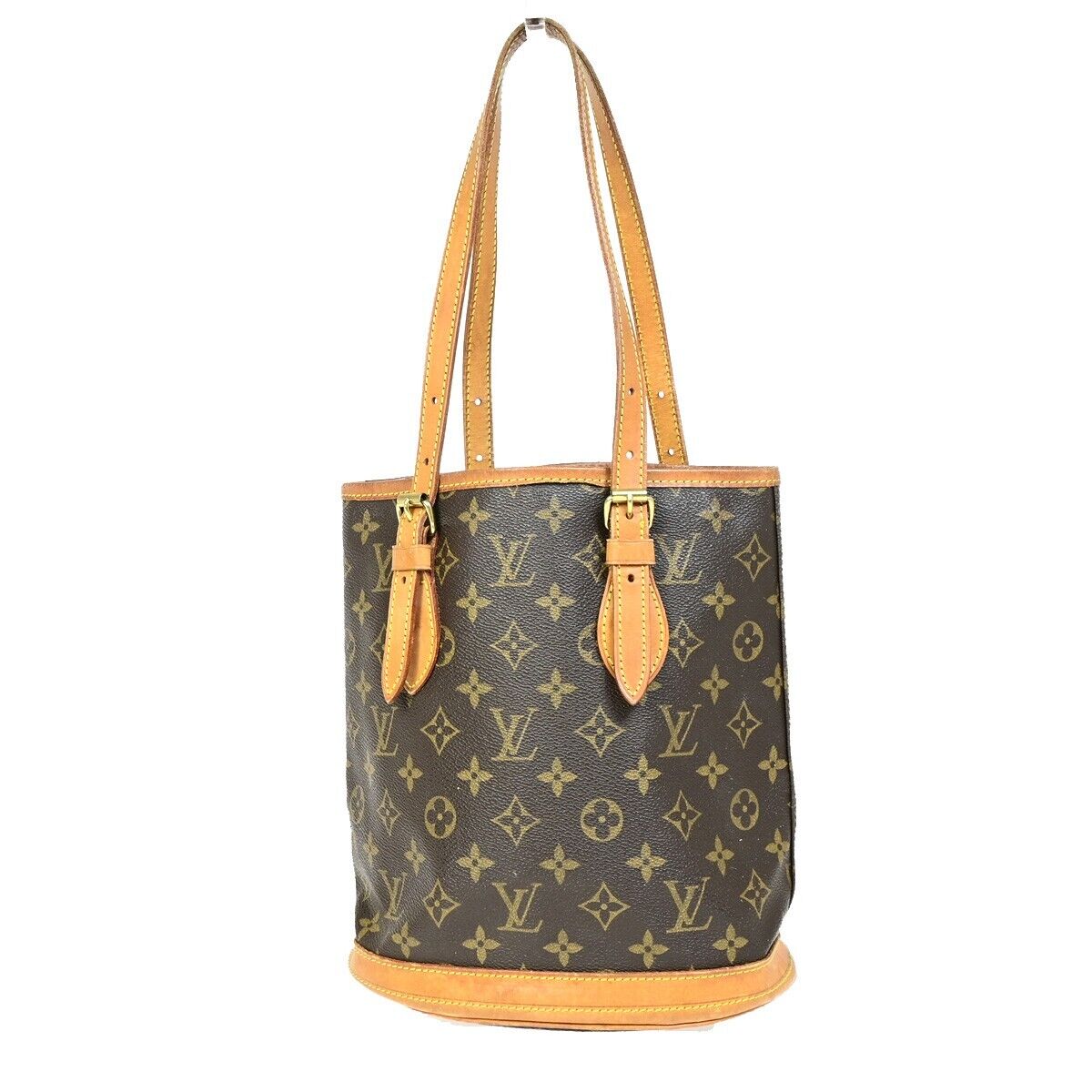 LOUIS VUITTON BUCKET PM Shoulder Tote Bag Monogram Leather Brown M42238 31FA771