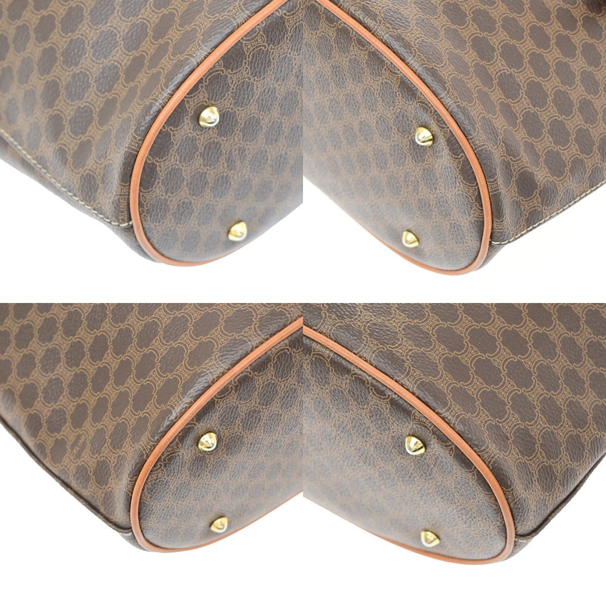 CELINE Logo Macadam Pattern Shoulder Tote Bag PVC Leather Brown GHW 35KD192