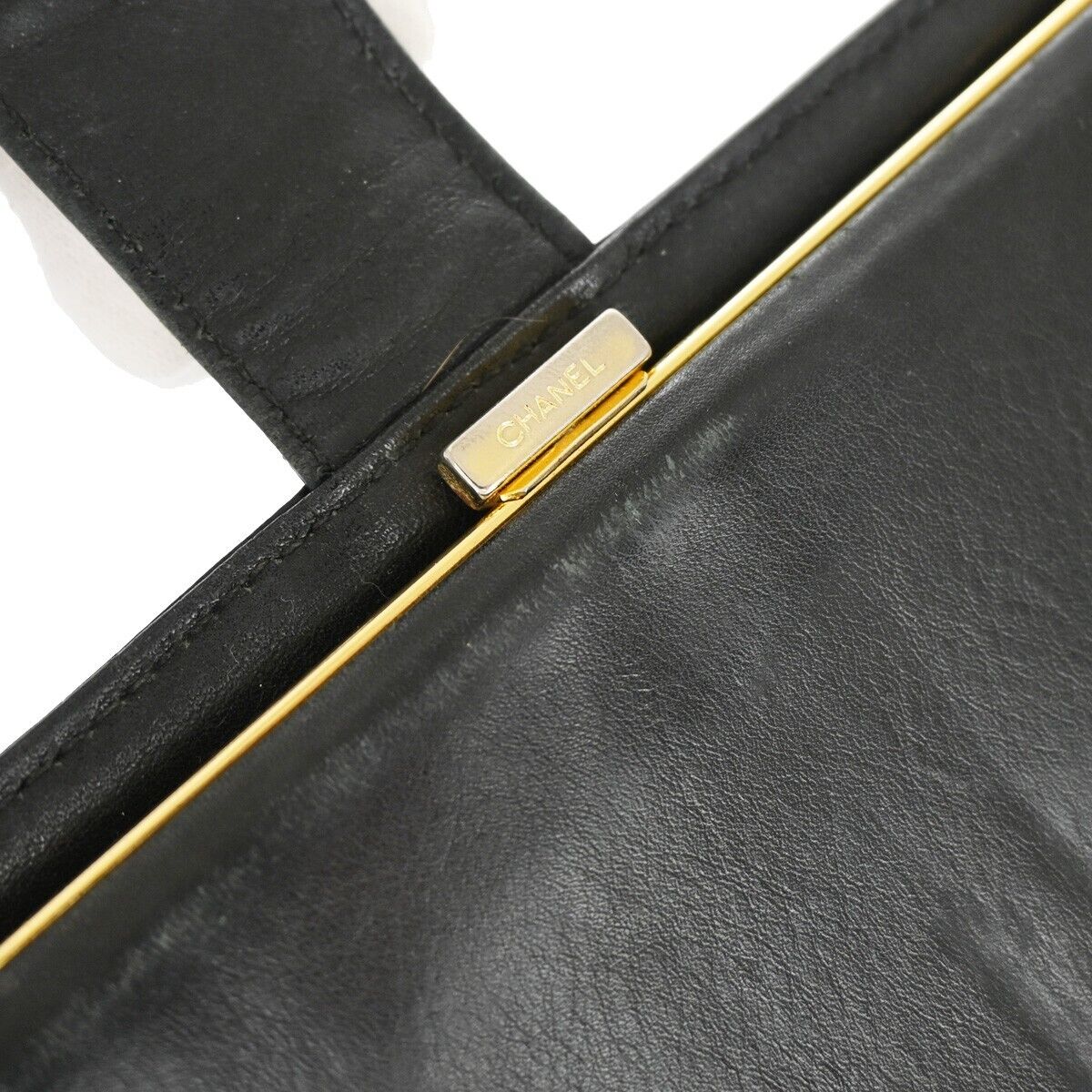 CHANEL CC Long Bifold Wallet Purse Caviar Skin Leather Black GHW Vintage 68YD942