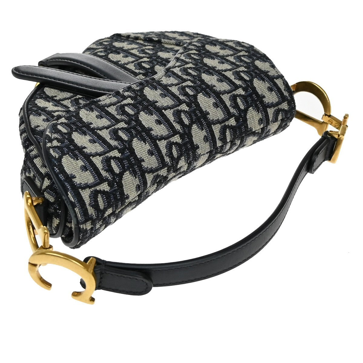 CHRISTIAN DIOR Oblique Trotter Mini Saddle Hand Bag Jacquard Leather BE 307RF279