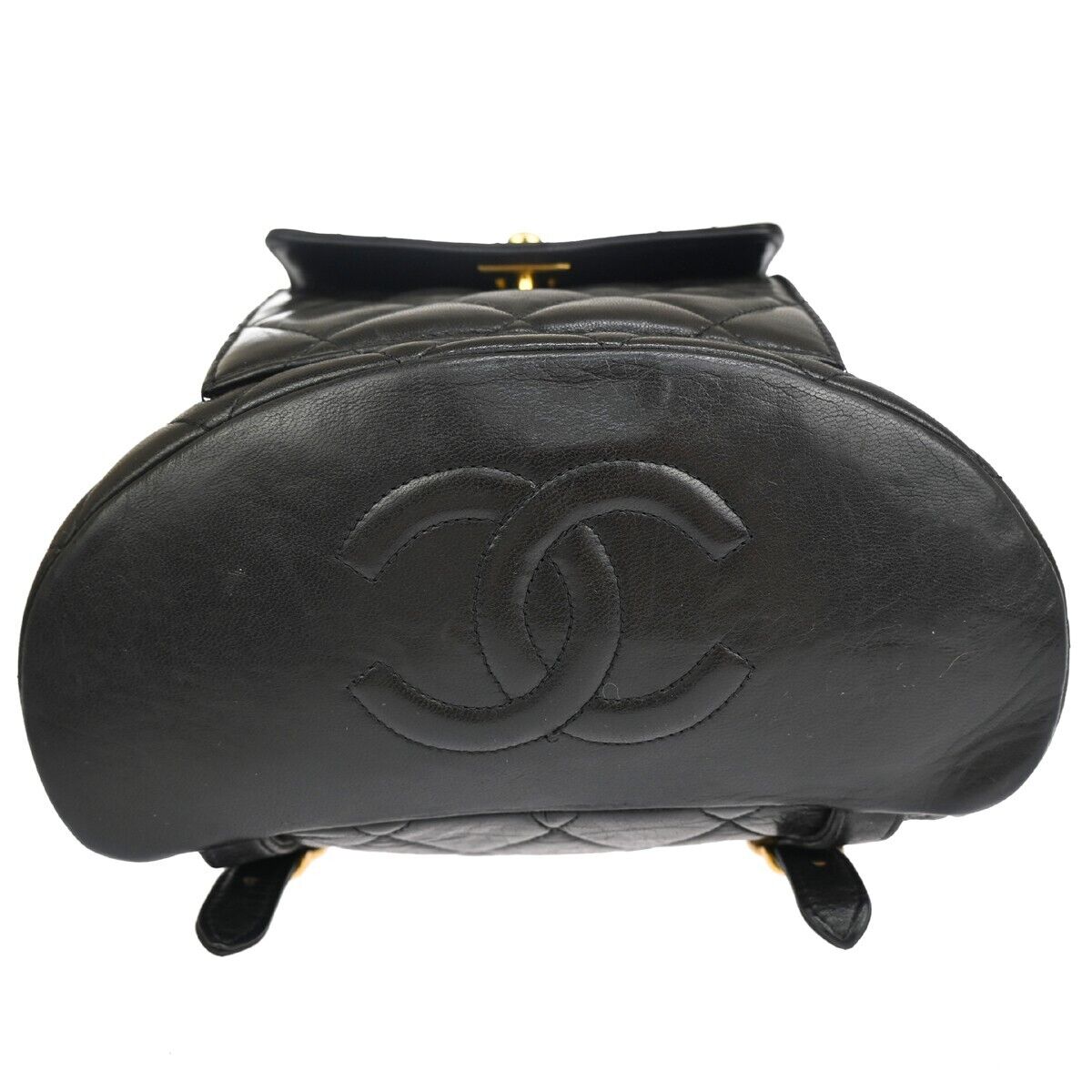 CHANEL CC Logo Matelasse Chain Backpack Bag Leather Black GHW France 708RJ137
