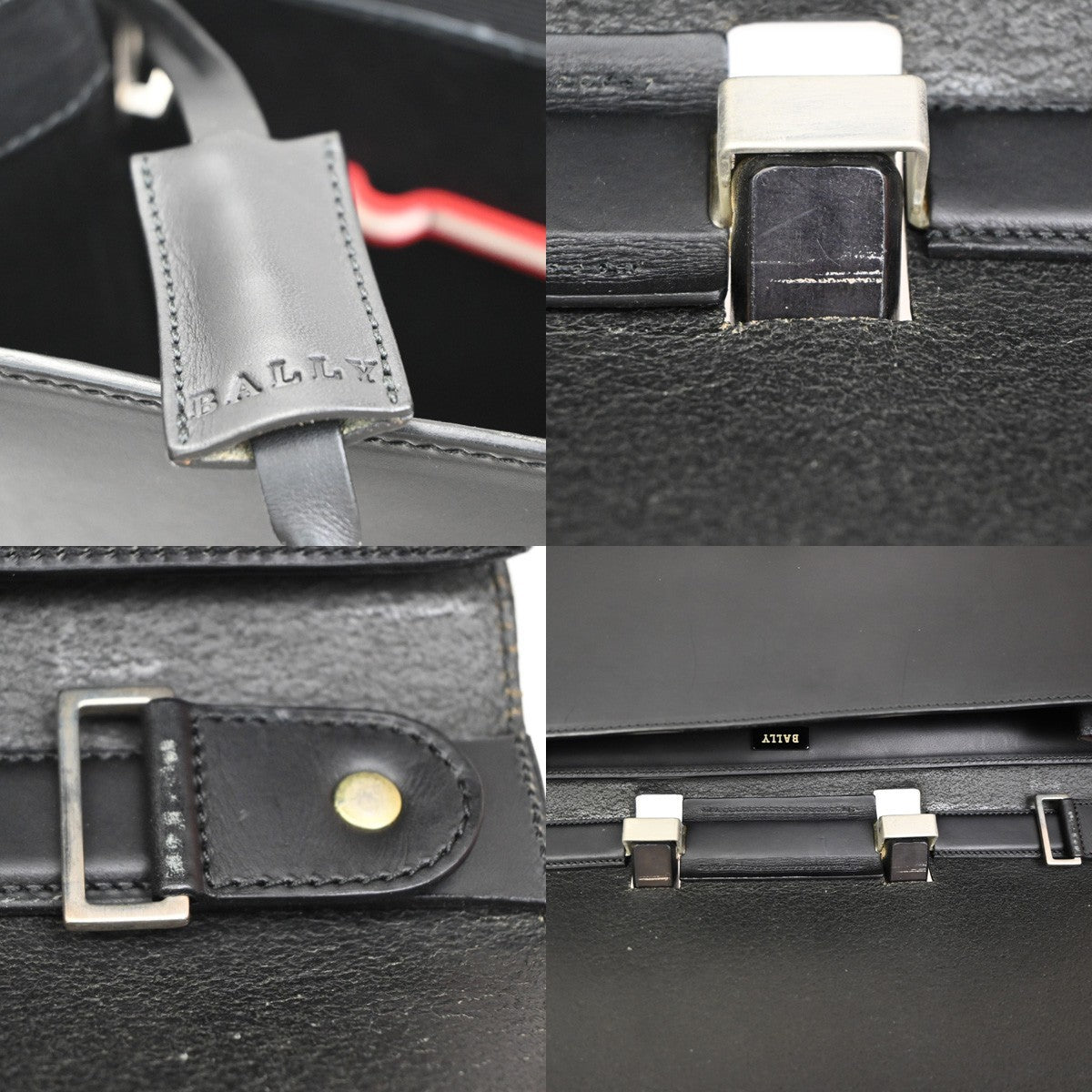 BALLY Logo Briefcase Business Hand Bag Leather Black SHW Spain 09ZA039