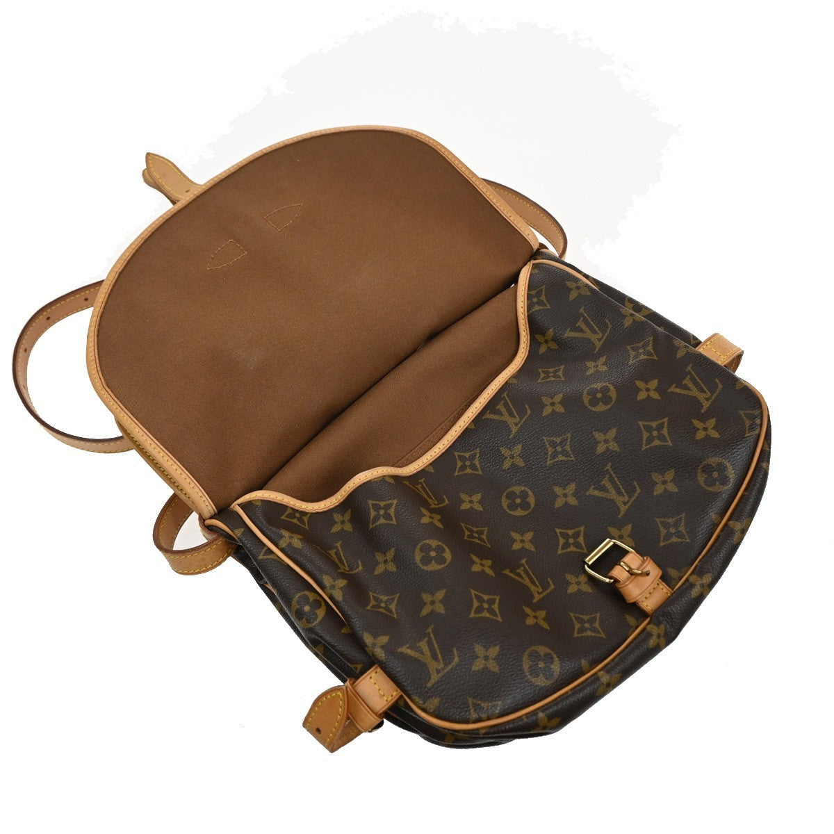 LOUIS VUITTON Logo Saumur 30 Shoulder Bag Monogram Leather Brown M42256 55CA088