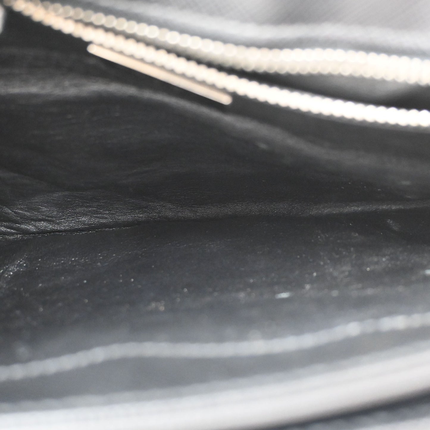 PRADA Saffiano Diagonal Chain Shoulder Bag Nylon Leather Black SHW 10KD064