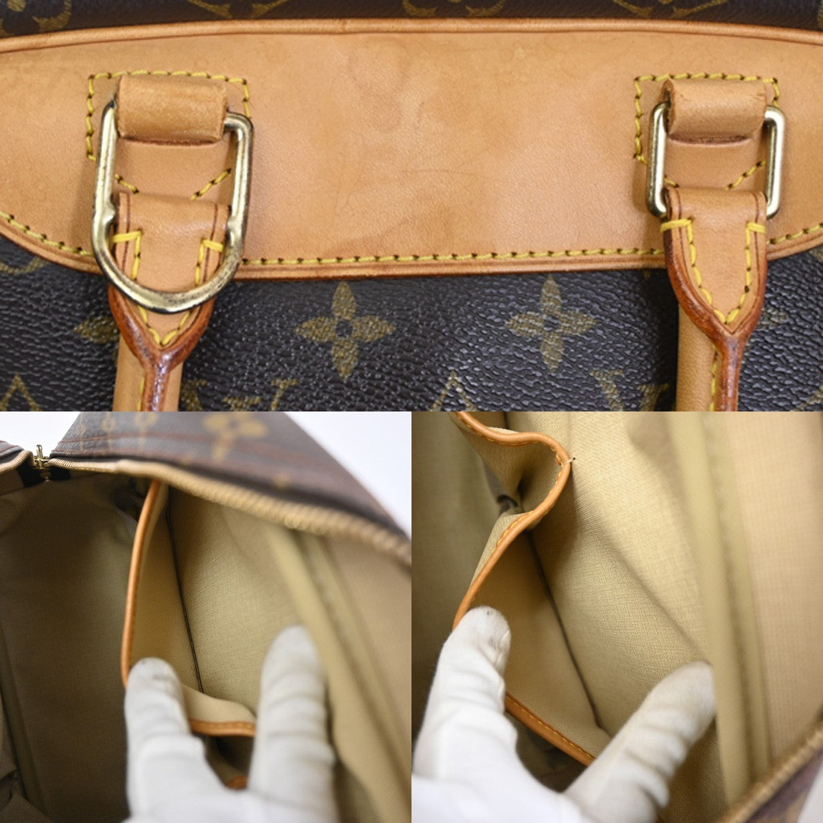 LOUIS VUITTON LV Logo Deauville Hand Bag Monogram Leather Brown M47270 84SA048